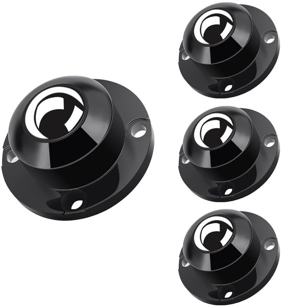 4 Selbstklebende Rollen (schwarz) – 2,54 Cm (1 Zoll) Drehbare Universalrollen Aus Stahl – Gleitrollen Für Küchengeräte (12,7 Kg/28 Lbs Pro Rad)