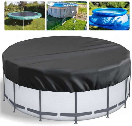 Poolabdeckung，rund Ø 370 Cm，wasserdicht，verhindert Verschmutzung，gartenmöbelabdeckung，schwarz