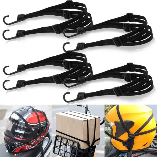 Set Aus 4 Elastischen Gurten，60 Cm Lang，verstellbare Gepäckgurte，helme Usw. Herunterfallen，schwarz