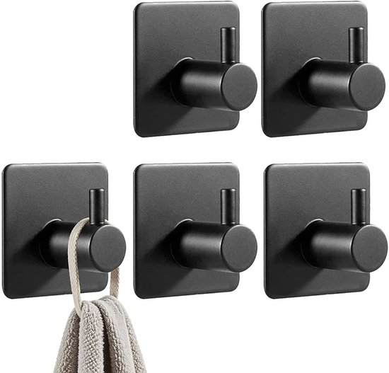 Selbstklebende Wandhaken/regale，10er-set (robuster，schwarzer Edelstahl)，montage Ohne Bohren