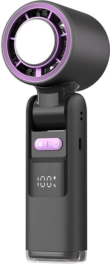 Tragbarer Mini-turbinenventilator Mit 5 Einstellbaren Geschwindigkeitsstufen，wiederaufladbarem Akku，geeignet Für Strand，schwarz