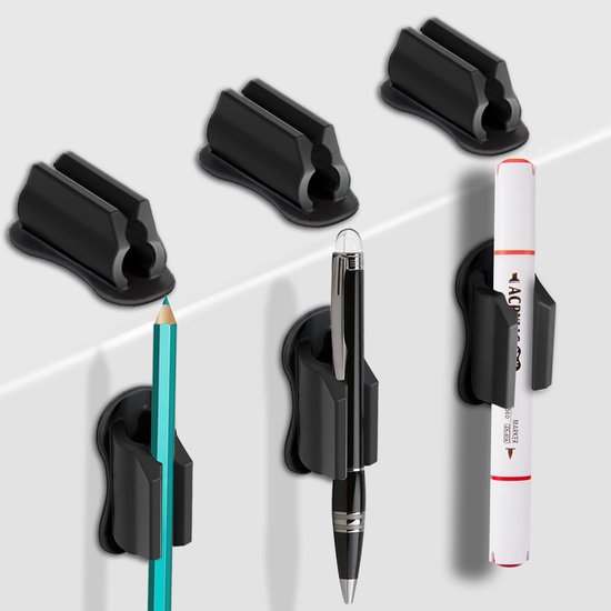 Selbstklebender，wandmontierter Stiftehalter，6-teiliger Silikon-klemmbrett-stiftehalter，schreibtisch-organizer Für Lehrerbedarf (schwarz)
