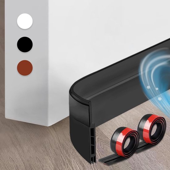Zugluftstopper, 2 Stück, 100 Cm – Schwarz, Silikon, Schall- Und Kälteschutz
