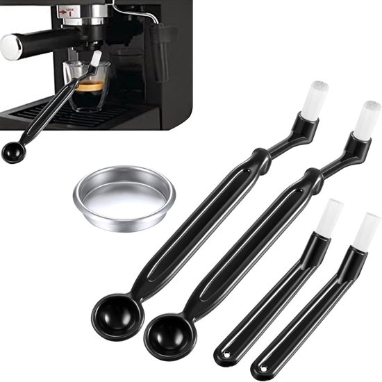 5-teiliges Kaffeereinigungsbürsten-set，kaffeemaschinen-reinigungsset，rückspül-metall-blindfilter 58 Mm Für Espressomaschinen-brühgruppe (schwarz)
