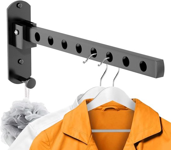 Wandhängender Wäscheständer，faltbarer Wäscheständer Für Den Außenbereich，90° Drehbarer，klappbarer Wäscheständer，8 Löcher，schwarz