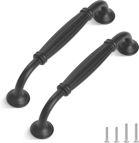 10 Stück Vintage-schrankgriffe，europäische Bogengriffe，antike Schubladengriffe，möbelgriffe Für Küche Und Schlafzimmer，128 Mm Lochabstand，schwarz