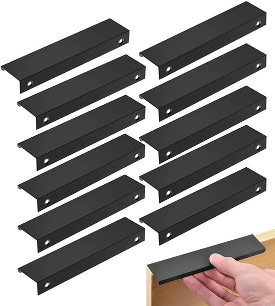 Schwarze Küchengriffe，türgriffe Aus Aluminium，schwarze Möbelgriffe Für Schreibtische，schubladen Und Schränke (128 Mm Lochabstand / 150 Mm Länge)