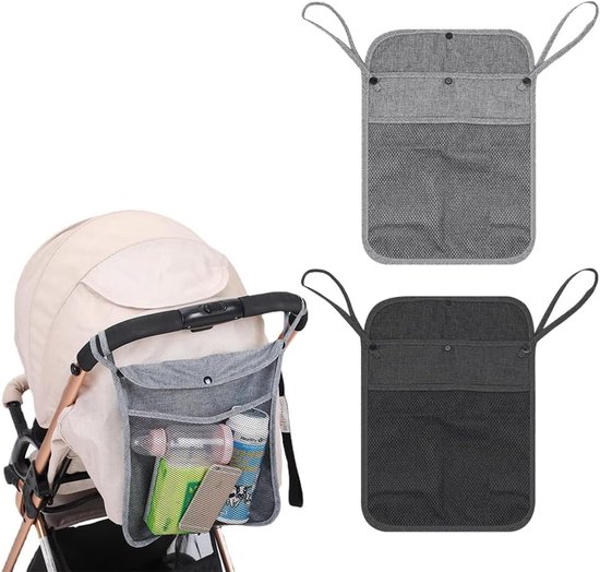 Kinderwagen-organizer-taschen-set，2-teilig，wickeltasche & Kinderwagen-aufbewahrungstasche，kinderwagentasche (schwarz Und Grau)