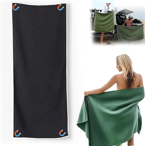 Magnetisches Strandtuch，mikrofaser，geeignet Für Strand，fitnessstudio Und Camping，190 Cm X 76 Cm，schwarz