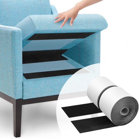 4,4 Zoll × 16,5 Fuß Schwarzes，extra Starkes Klettband，dass Sofakissen Im Freien Herunterrutschen Oder Vom Wind Bewegt Werden