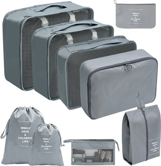 9-teiliges Reise-organizer-set，atmungsaktive Schuhbeutel Aus Netzgewebe，geeignet Für Koffer Und Reisetaschen，erhältlich In 6 Farben: Dunkelblau
