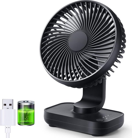 Tischventilator – 4 Geschwindigkeitsstufen, Neigbar, Usb-anschluss, Für Homeoffice, Schlafzimmer Und Büro – Dunkelblau
