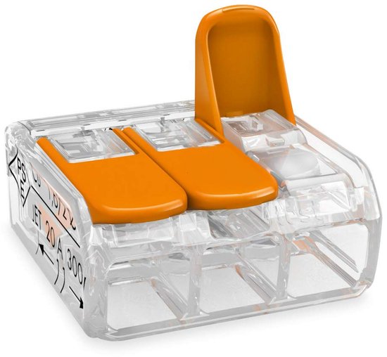 Verbindungsklemme – 50-teiliges Set 3-adriger Verbindungsklemmen 0,2–4 Mm², Mit Betätigungshebel, Transparent Und Kompakt