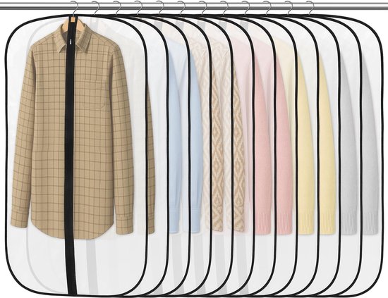 Dailygoods – Kleidersäcke, 12 Stück – Transparentes Peva – 60 X 100 Cm – Aufbewahrungsbeutel – Kleiderorganizer – Wiederverwendbar – Anzugsäcke