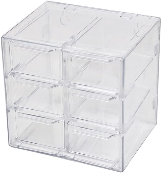 Mini-schubladenorganizer Mit Transparenten Fächern Zur Aufbewahrung Von Kleinteilen, Schmuck, Perlen, Werkzeugen Und Kosmetika (6 Schubladen)