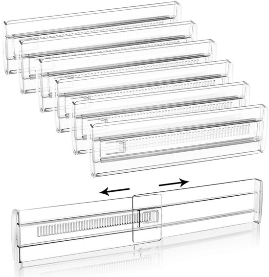 Verstellbare Schubladeneinteiler – 6-teiliges Set, Transparente Kunststoffeinteiler Zur Organisation In Badezimmer, Büro Und Schminkzimmer