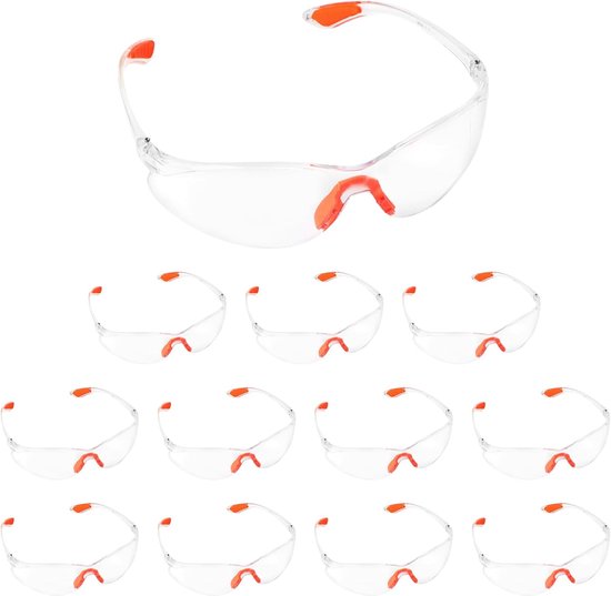 Schutzbrillen – Augenschutz – Bauwesen, Labor, Sport – Bequeme Passform – 12 Paar – Transparent