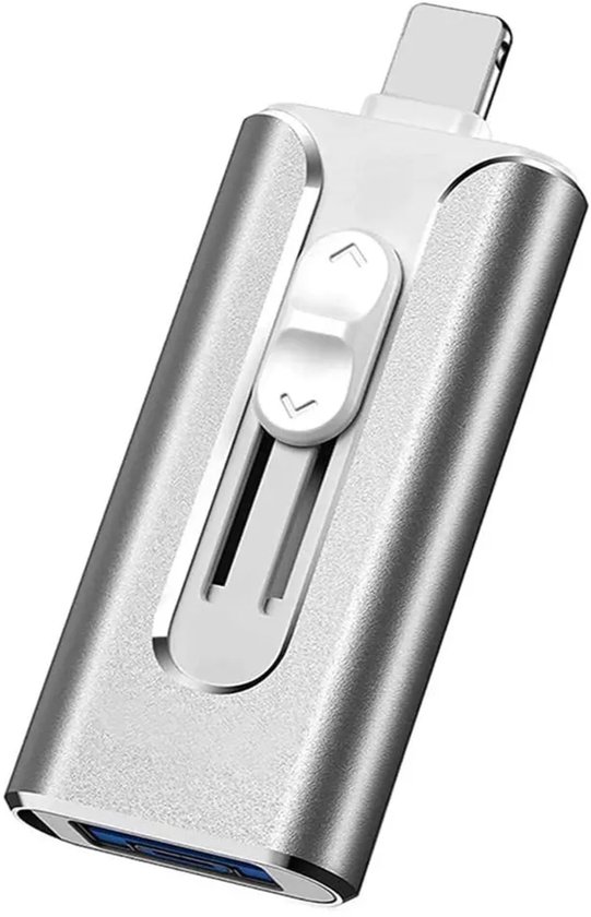 Silberfarbener 128 Gb 3-in-1 Usb-c-flash-speicher，ist Mit Der Micro-usb-schnittstelle Kompatibel Und Für Mobiltelefone Geeignet