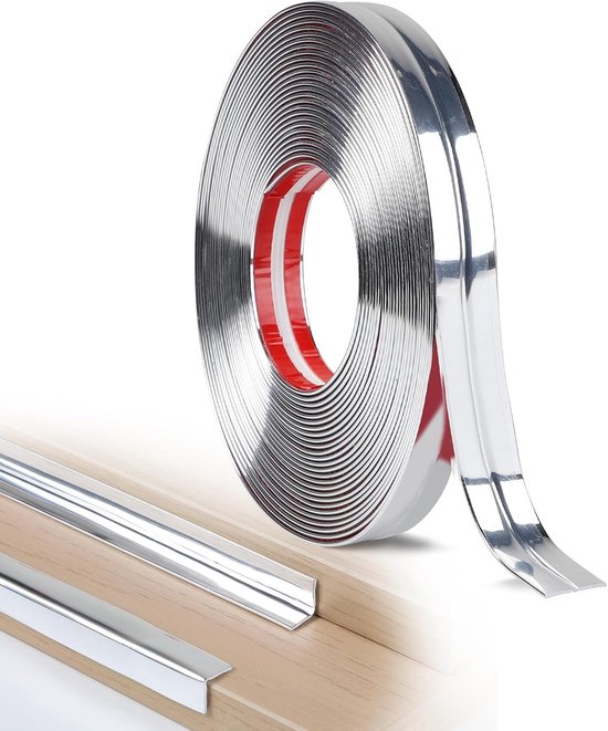 Rolle Zierleiste，2 Cm × 10 M，geeignet Für Türen，tischkantenschutz Und Spiegel，glänzendes Silber