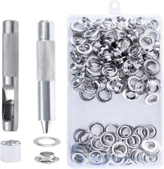 100 Stück，1 Set Ösen，druckknöpfe Mit Ösen，mit 3 Werkzeugen，10 Mm，silber，für Wasserdichte Planen，schuhe Und Taschen