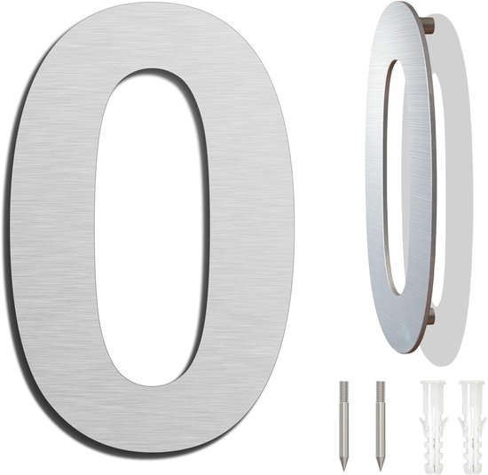Hausnummer Aus Edelstahl，25,4 Cm，ziffer 0，schwebende Hausnummer，hausnummer Aus Metall，hausnummer Für Den Außenbereich，3d-hausnummer，silber