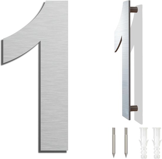 Hausnummer Aus Edelstahl，25,4 Cm，nummer 1，schwebende Hausnummer，hausnummer Aus Metall，hausnummer Für Den Außenbereich，3d-hausnummer，silber