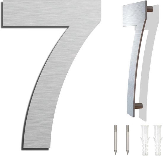 Hausnummer Aus Edelstahl，25,4 Cm，nummer 7，schwebende Hausnummer，hausnummer Aus Metall，hausnummer Für Den Außenbereich，3d-hausnummer，silber