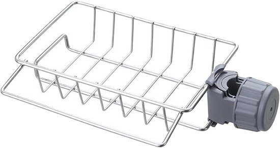 Ablage Für Wasserhahn – Schwammhalter – Küchenorganizer – Schnelltrocknendes Lochdesign – 17,5 X 14,5 Cm – Silber