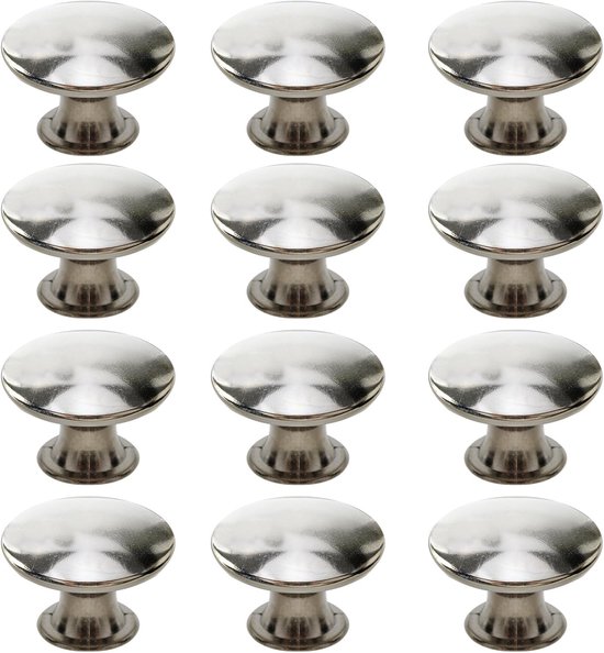 12 Küchenschrankknöpfe, Runde Vintage-schubladengriffe, Kleine Metall-möbel- Und Türknöpfe Für Badezimmer, 30 X 21 Mm, Silber