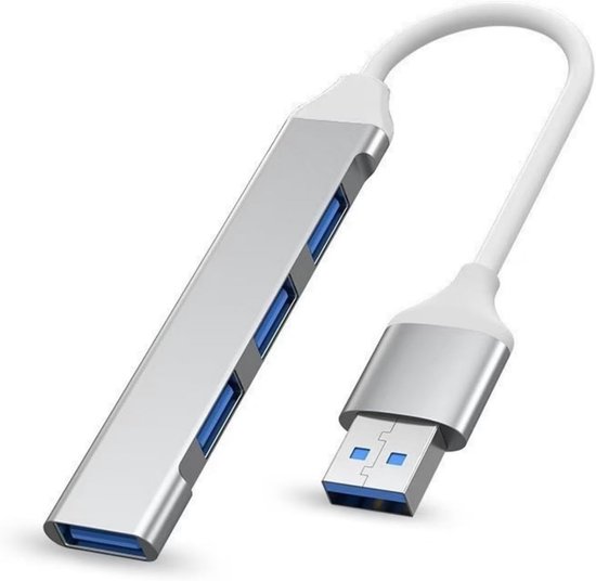 Schlanker Usb 3.0 Hub Mit 4 Anschlüssen – Für Laptop, Usb-c/usb 2.0, Festplatte, Konsole, Drucker, Tastatur (silber)