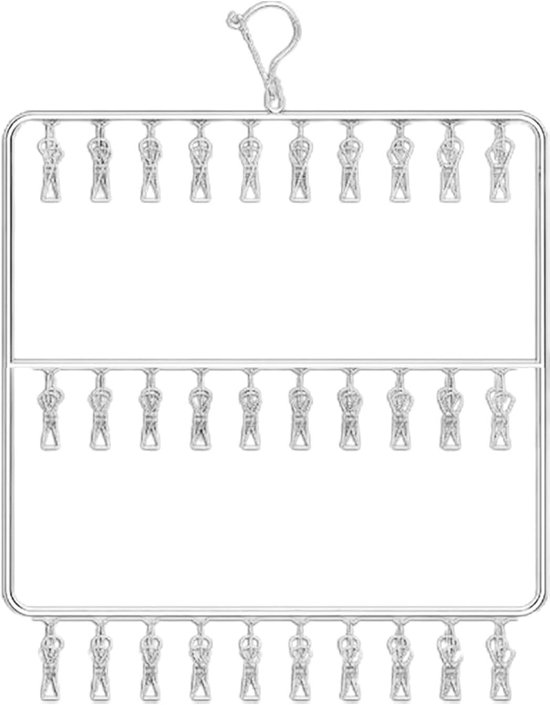 Sockenhalter Mit Clips – Kleiderständer – Wäscheständer – Zum Wäschetrocknen – Edelstahl – 45 Cm Breit – Silber