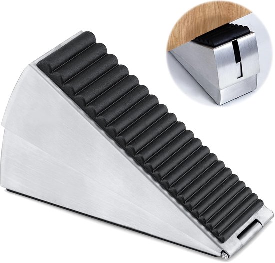 Türstopper – Großer Türstopper – Edelstahl – 13 × 7,8 × 4,5 Cm – Höhenverstellbar – Für Die Meisten Türarten Geeignet – Silber