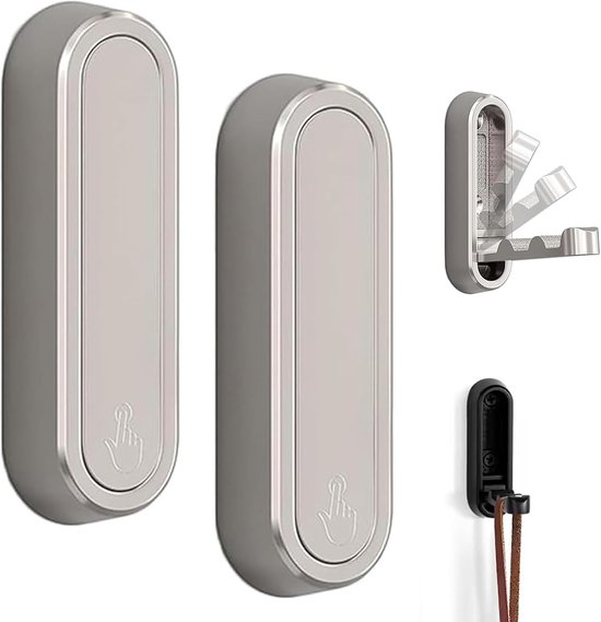 Faltbarer Wandhaken，2er-pack，wandhaken Aus Zinklegierung，90°-klapphaken，unsichtbarer Kleiderhaken，74 X 24 X 12 Mm，silber