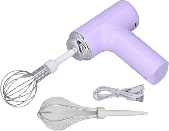 Elektrischer Handmixer – Küchenmixer Mit Schneebesen – Zutaten Schnell Vermischen – 3 Geschwindigkeitsstufen – Kompakt Und Leicht – Lila