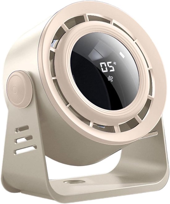 Tischventilator，ventilator Mit Digitalanzeige，schlafzimmer Und Reisen，milchtee-weiß