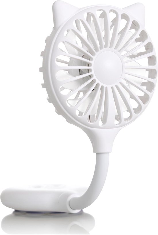 Mini-ventilator Mit Katzenohren，3 Geschwindigkeitsstufen，sockel Mit Saugnapf，usb-aufladbar，23 Cm Hoch (weiß，23 X 8 X 2,5 Cm / Klein)