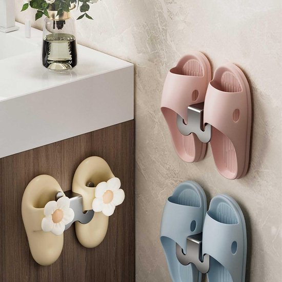 4-teiliges Schuhregal Für Die Tür，hängendes Schuhregal，selbstklebendes Schuhregal，hausschuheregal Fürs Badezimmer，schwarz & Weiß