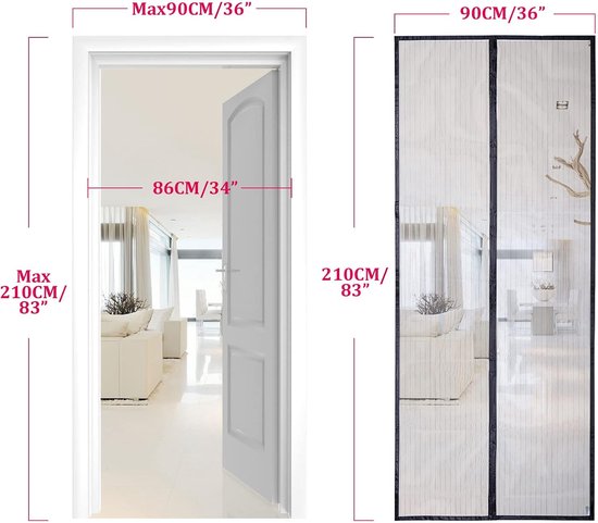 Magnetischer Türvorhang – 90 X 210 Cm – Weiß – Atmungsaktives Netzgewebe