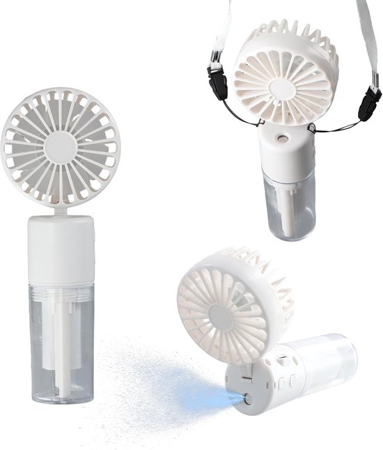 Handventilator，wassernebelventilator，tragbarer Mini-ventilator，800 Mah，usb-aufladung，4 Einstellungen，weiß
