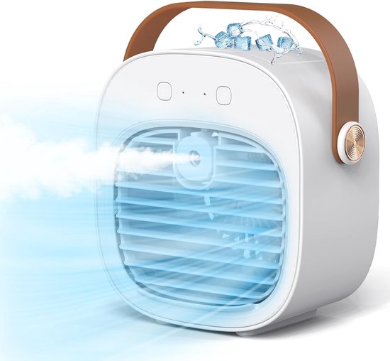 Tragbare Klimaanlage Und Luftbefeuchter 2-in-1，tischventilator Mit 3 Geschwindigkeitsstufen，usb-aufladbar，1 Stück (weiß)