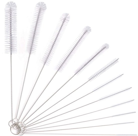 Dailygoody – Reinigungsbürsten – Flaschenbürsten-set – 12-teilig – Nylon – Für Teekannenausguss – Geeignet Für Glas Und Kunststoff – Weiß