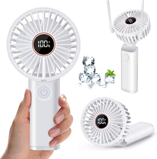 Tragbarer Mini-ventilator，3600 Mah，usb，kleiner Handventilator Mit 6 Geschwindigkeitsstufen，weiß