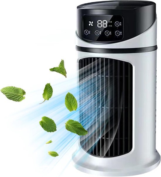 Ventilator，24 Cm，elektrischer Nebelventilator，turmventilator Ohne Rotorblätter Mit 6 Geschwindigkeitsstufen，mit 300-ml-wassertank，weiß