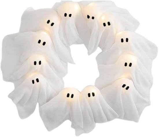 Halloween-geisterlichterkette，handgefertigte Halloween-lichterkette Für Den Eingang，weiße Led-geisterlichterkette，geeignet Für Halloween
