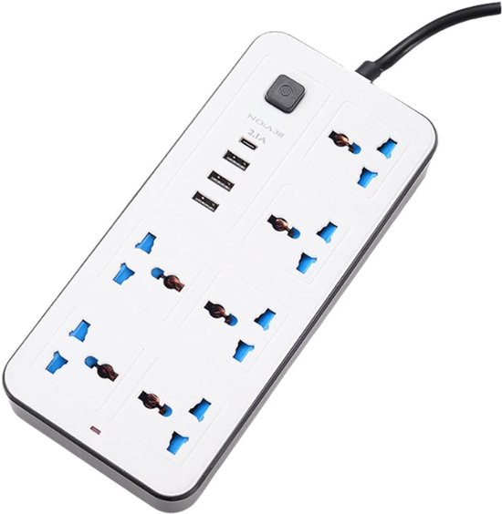 Universelle Steckdosenleiste – 2 Meter Verlängerungskabel – Usb-c- Und Usb-anschlüsse – Weiß