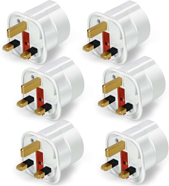 Reiseadapter-set (6 Stück) Frankreich/europa Auf Großbritannien – Universalstecker England – Konverter Europa 2-polig Auf Großbritannien – Weiß