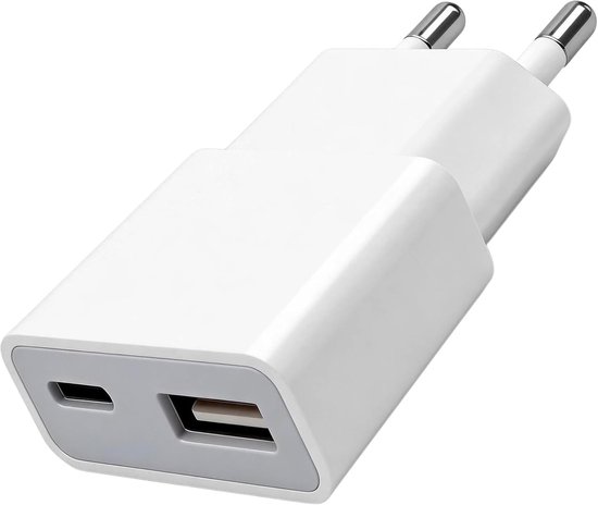 Usb-netzteil，5 W，europäischer Stecker，5 V，1 A，2 Anschlüsse: Usb-c + A，kompatibel Mit E-readern，elektrischen Zahnbürsten，weiß