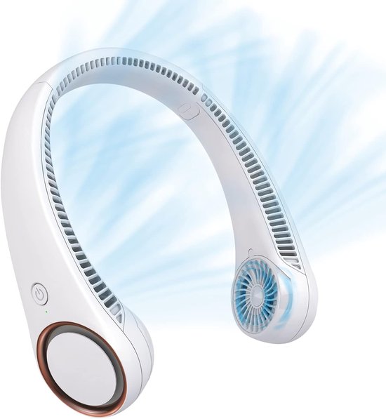 Ventilator，wiederaufladbarer Ventilator，rotorblattloser Ventilator Zur Persönlichen Nackenkühlung，3 Geschwindigkeitsstufen，4000-mah-akku，weiß