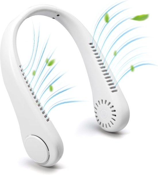 Tragbarer Nackenventilator，wiederaufladbarer 1200-mah-akku，blattloser Ventilator Für Reisen，geschenk Für Männer Und Frauen (weiß)