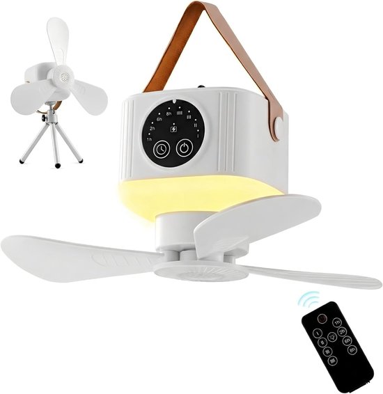 Campingventilator，tragbarer Campingventilator，4 Geschwindigkeitsstufen Und Timerfunktion，3 Helligkeitsstufen Für Das Nachtlicht，weiß